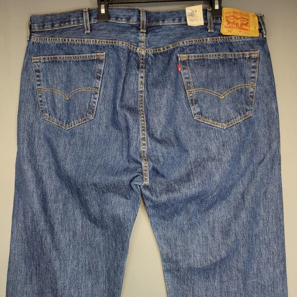 Levis 501 Jeans Mens 48x34 Blue Denim Straight Leg Button Fly Original Classic - Picture 14 of 16